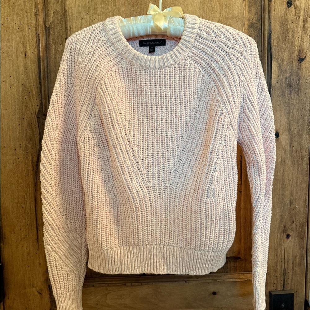 Banana Republic Pink Crew Neck Sweater Chunky Knit Cozy